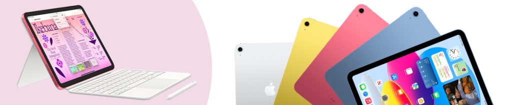 iPad with a keyboard and the 4 different colours