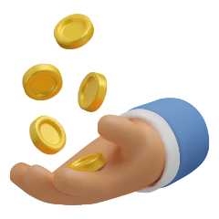 money coins over a hand icon