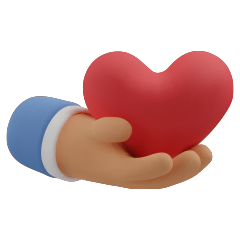 Love heart in hand icon