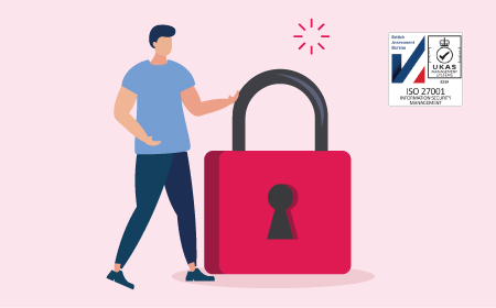 graphic of man with lock for ISO 27001