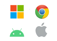 windows, apple, chrome logo on top of android and linux logo