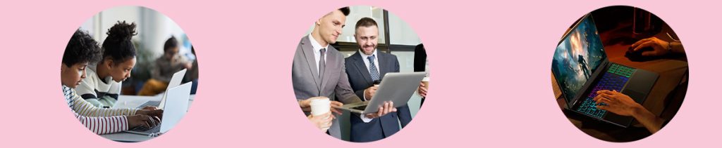 laptops in education, office and a gamer