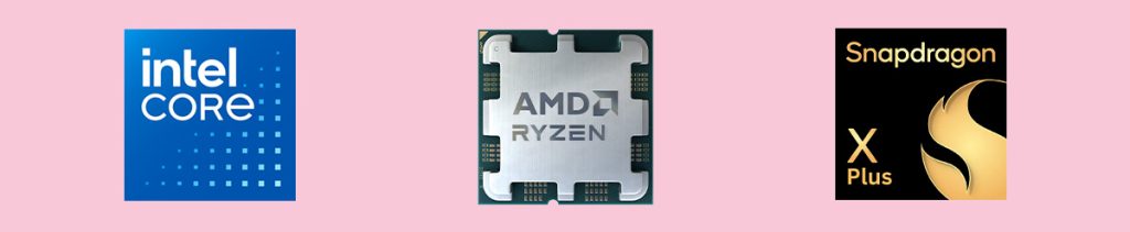 intel, ryzen and snapdragon chip