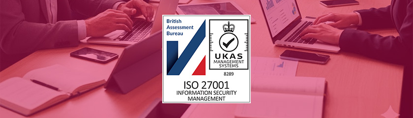 ISO27001 logo onto of a workplace desk