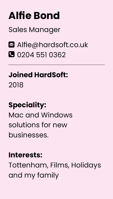 Alfie contact card