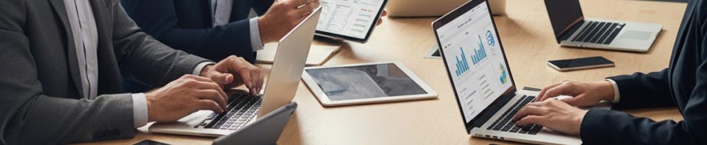 hands on laptops in an office