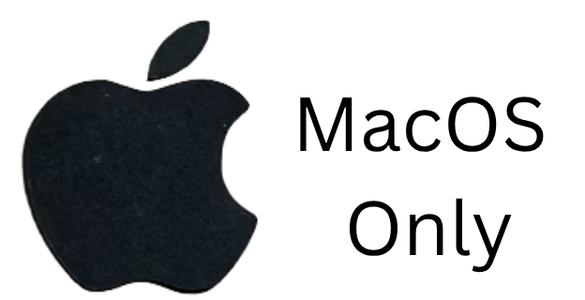 apple logo next to text reading macos only